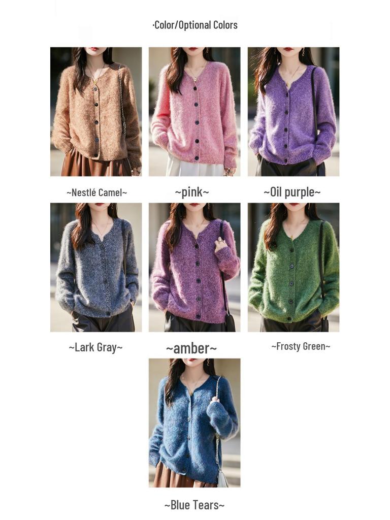 Women’s French Style Floral Wool Knit Cardigan - Cozy Autumn/Winter Fashion 2025