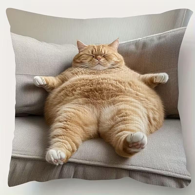 Colorful Bohemian Short Plush Pillowcase 45x45cm Adorable Kitten Living Room Bedroom Decor (Pillow Insert Not Included)