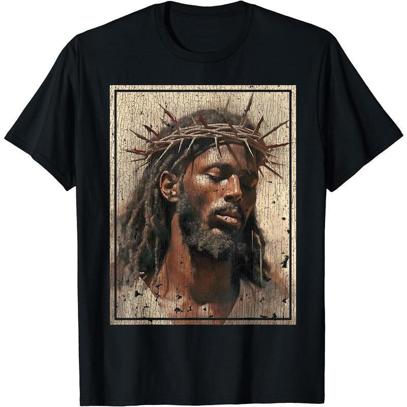 

“Black Jesus Face Of Jesus Cross With Crown Of Thorns”Unisex T-Shirt L