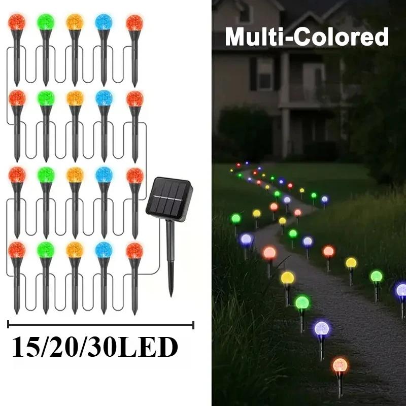 

30 светодиодных солнечных газонных светильников в виде пузырьков, водонепроницаемая солнечная гирлянда для наружного освещения сада, патио, дорожек, украшение multicolor-30LED8M