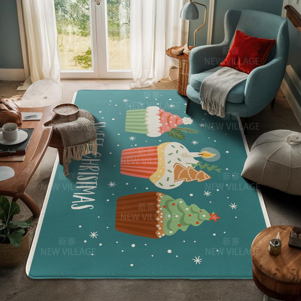 House Entrance Carpet Home Door Mat Living Room Bath Foot Bathroom Non-slip Water Absorption Rugs Bath Merry Christmas Winter