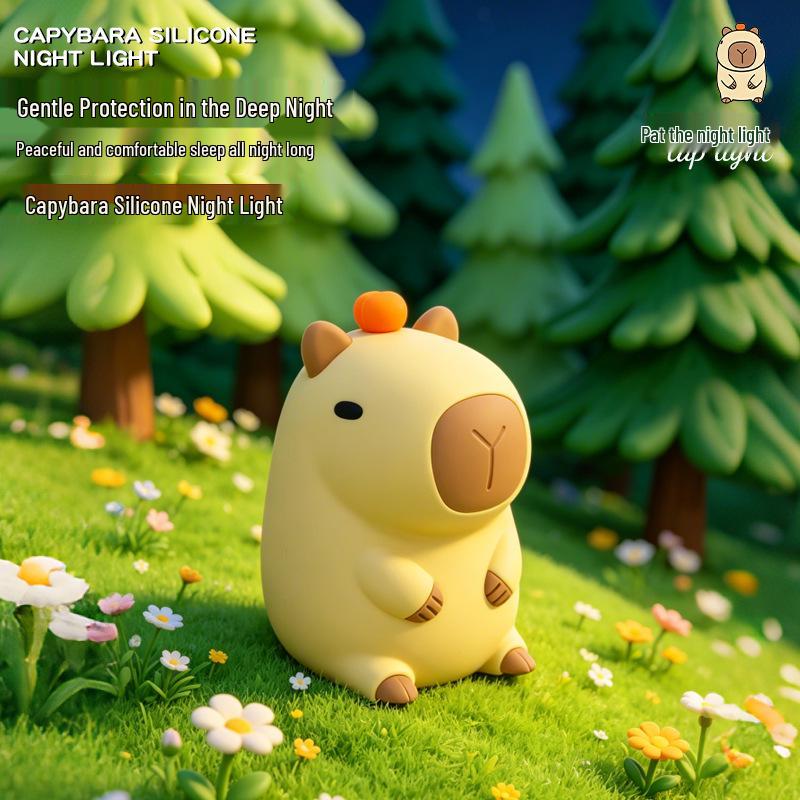 Capybara Silicone Pat Light: Rechargeable Timer Desk Lamp & Sleep Companion
