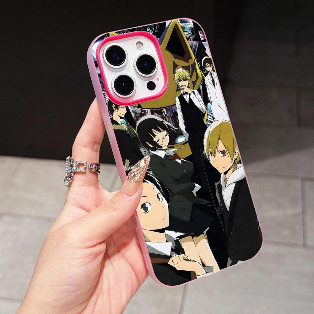 Anime Durarara Phone Case for iPhone 17 16 15 14 13 12 11 Air Pro Max Plus Jelly Double layer Rose Red Cover
