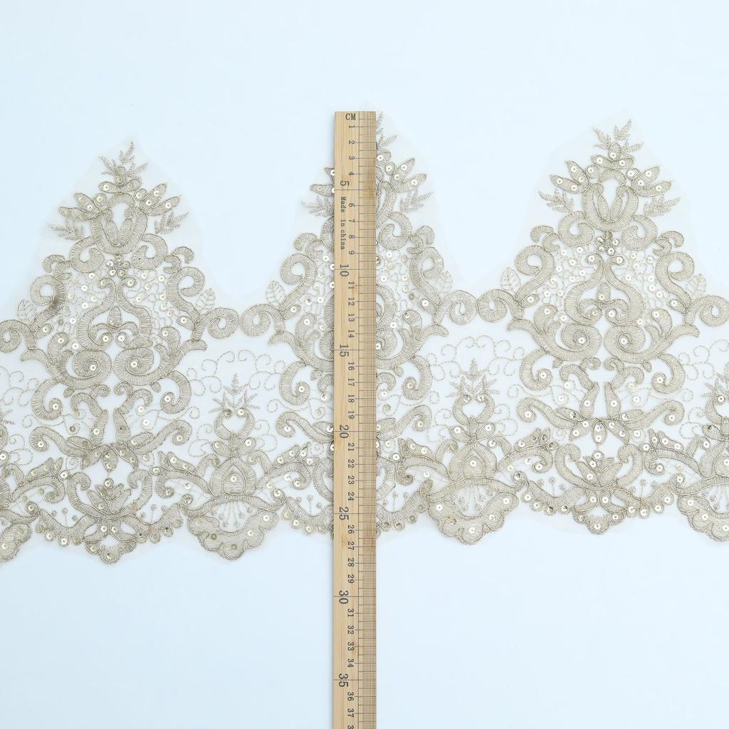 27Cm Gold Thread Lace Barcode Clothing Accessories Fabric Gold Lace Embroidery Lace Clothing Accessories Lace