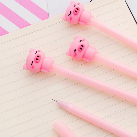 4Pcs Lovely Cartoon Pig 0.38mm Gel Ink Pen Student Gift Office School Stationery