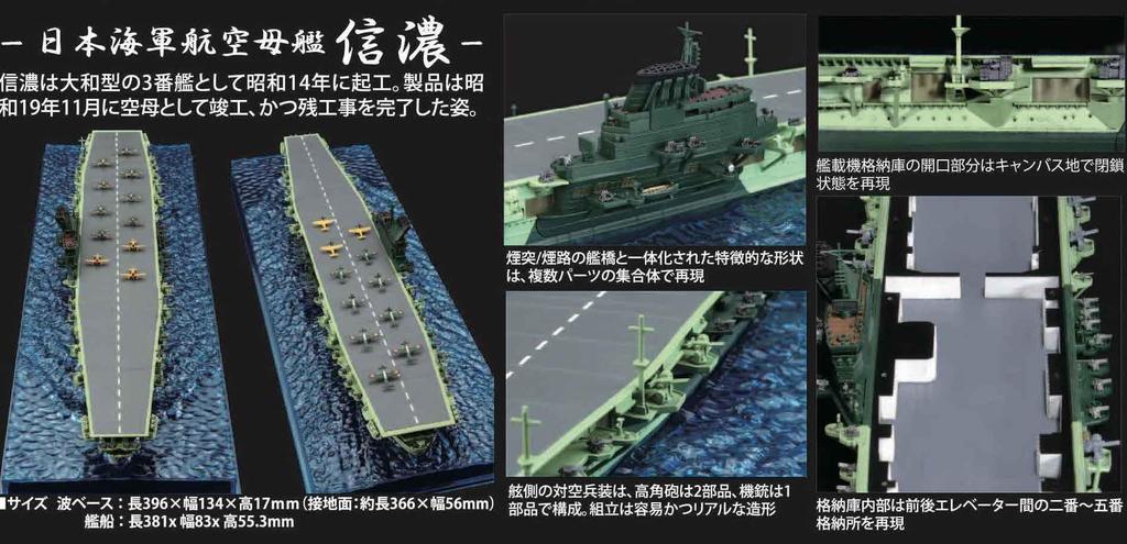 Wave Series Japanese Navy Aircraft Carrier Shinano Plastic Model 1/700 (Snap Assembly) No.6