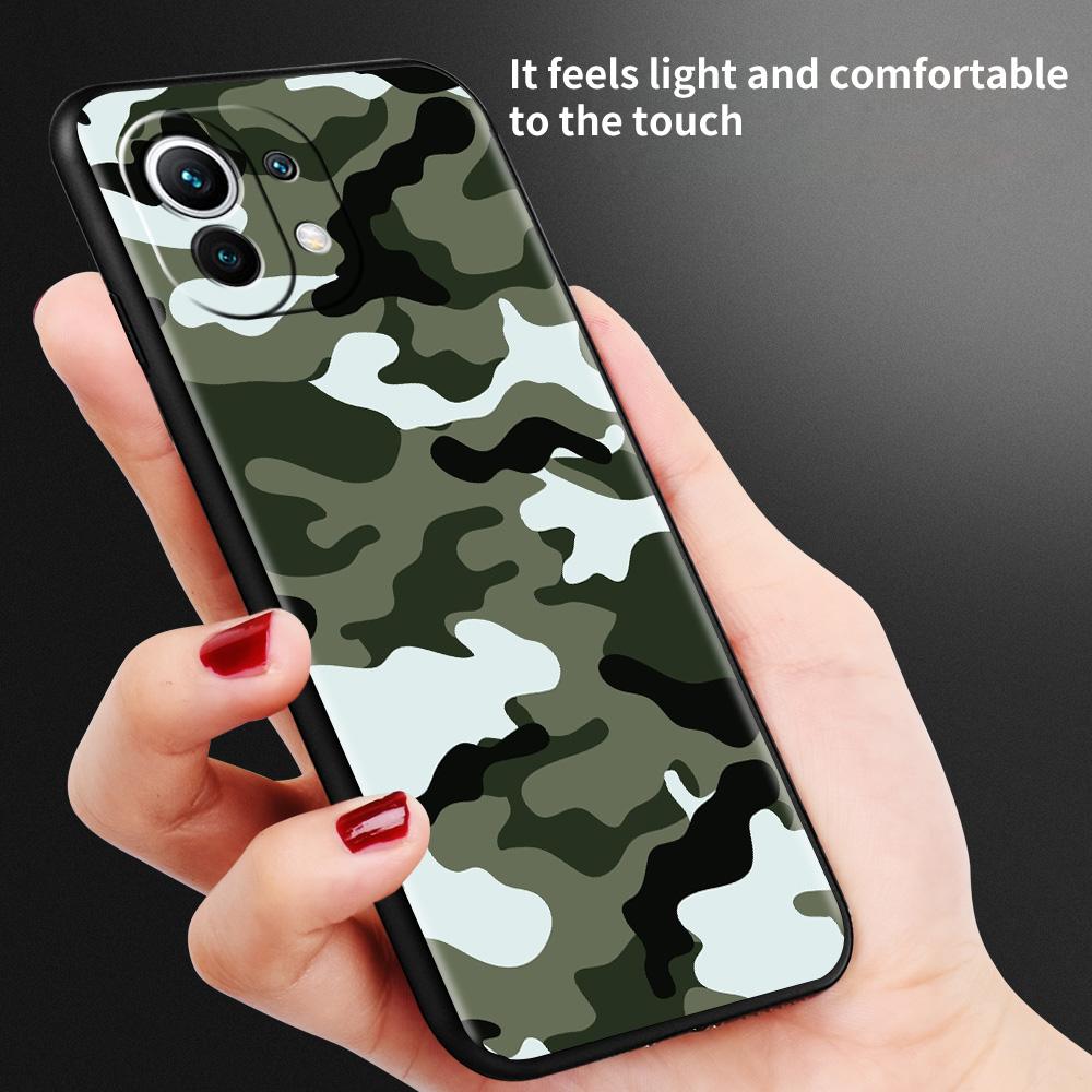 Etui na telefon dla Xiaomi Mi Poco X3 NFC 10T Pro 11T 11 Lite Note 10 M3 9T F3 CC9 Miękki pokrowiec A2 F1 Obudowa Armia Wojskowy Kamuflaż