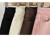 Women's 2021 Summer Trendy High-Waisted Elastic Denim Shorts with Rolled Hem.