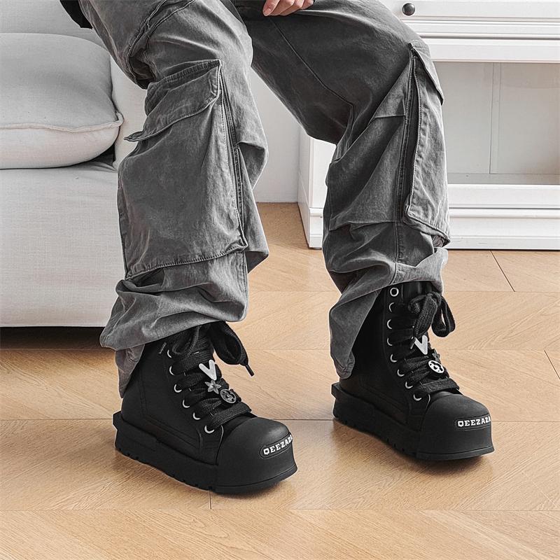 Hight Quality Autumn Winter New Street Style Boots For Men's Women's Black White Teenagers Party Dress Height Increasing Shoes