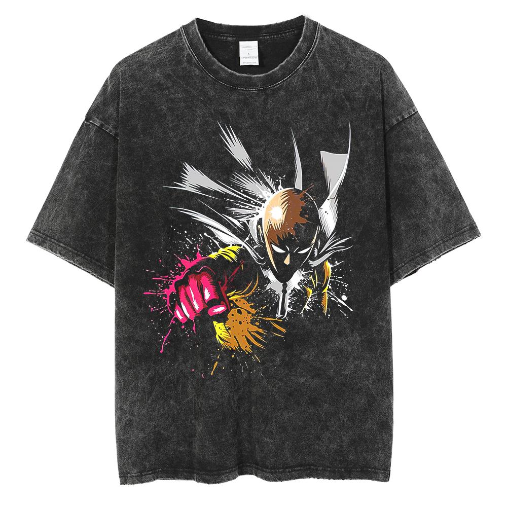 

Аниме ONE PUNCH MAN Сайтама забавная графическая печатная футболка для мужчин и женщин стираные хлопковые футболки больших размеров футболка Harajuku мужская футболка M белый/чёрный