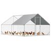 Garden Chicken Coop with Galvanized Frame, Waterproof Cover and Hexagonal Netting, 3x4x2 M, Silver