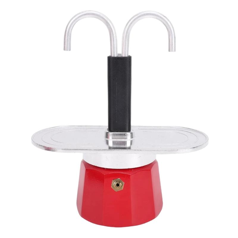 Double Tube Aluminum Mocha Pot for Sharing Coffee with a Friend Food Grade 2 Cup Stovetop Espresso Maker Coffee Kettle