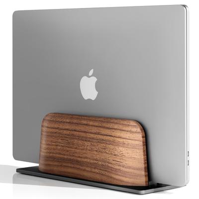 Amesoba Vertikaler Laptopständer, Clamshell-Schreibtischregal, für MacBook, Walnuss/Aluminium, Pro/Air//iPad (Walnuss, 1)