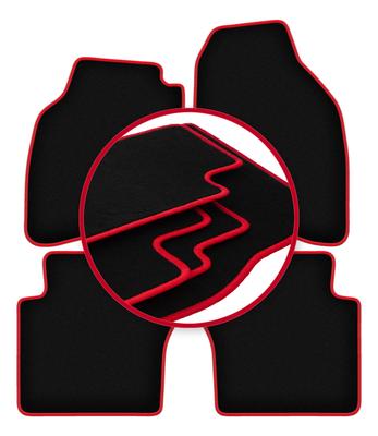 Velour Floor Mats with Red Edge For: Honda Jazz II Hatchback (2002-2008)