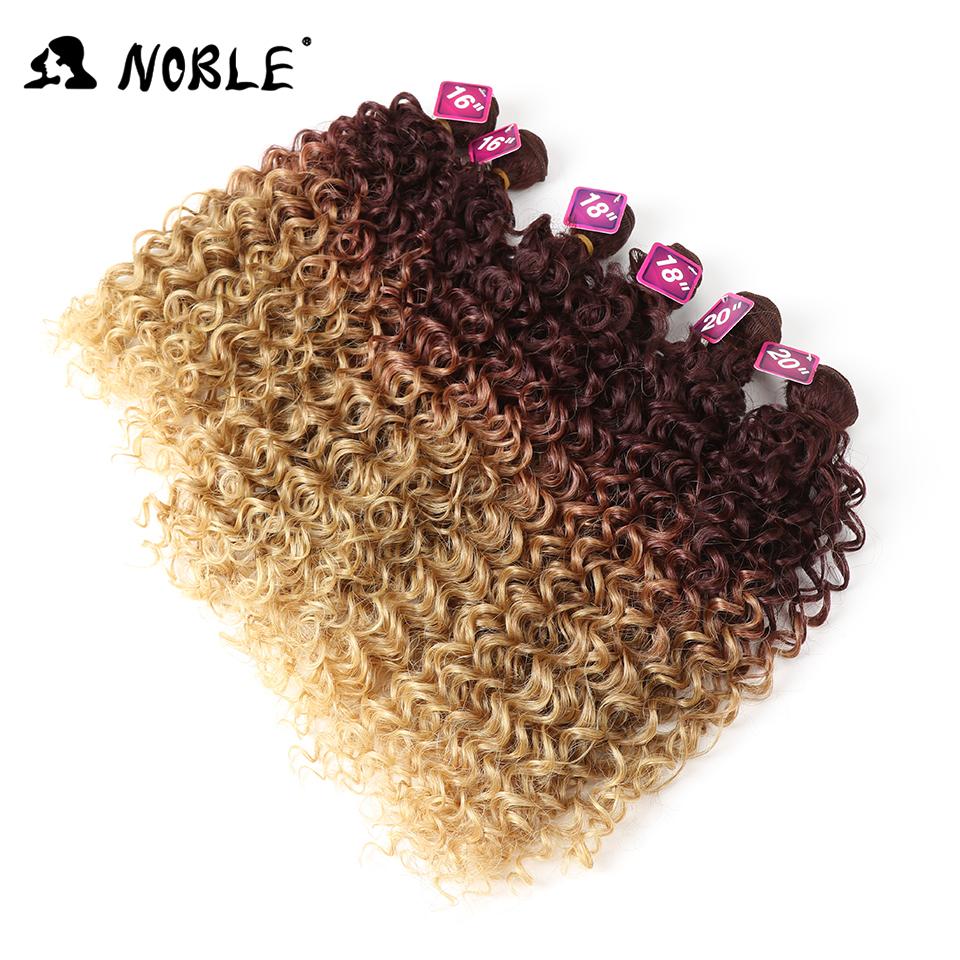 Noble Afro Kinky Curly Hair Weave 16-20 inch 7Pieces/lot Synthetic Hair Bundles With Closure Middle Part Lace  Closure