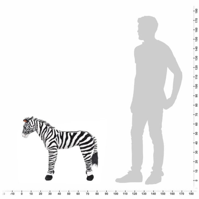 VidaXL Jouet en peluche Zèbre Noir et blanc XXL 91335