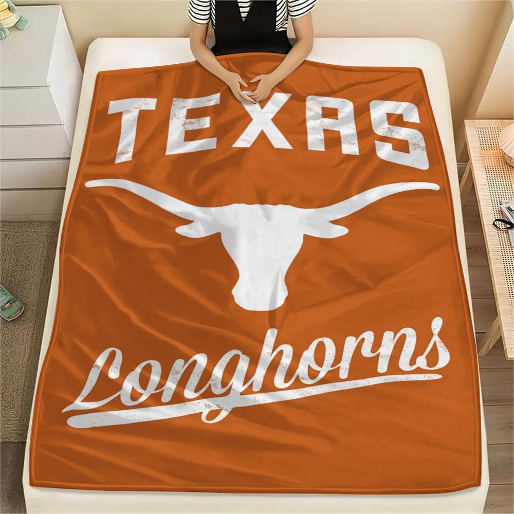Texas Longhorns Print Flannel Blanket High Quality Warm Comfortable Cover for All Seasons Perfect for Gifts Home Decor