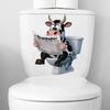 3D Funny Cow Reading Newspaper On Toilet Wall Sticker Self-Adhesive Waterproof Removable Bathroom Home Decor Art