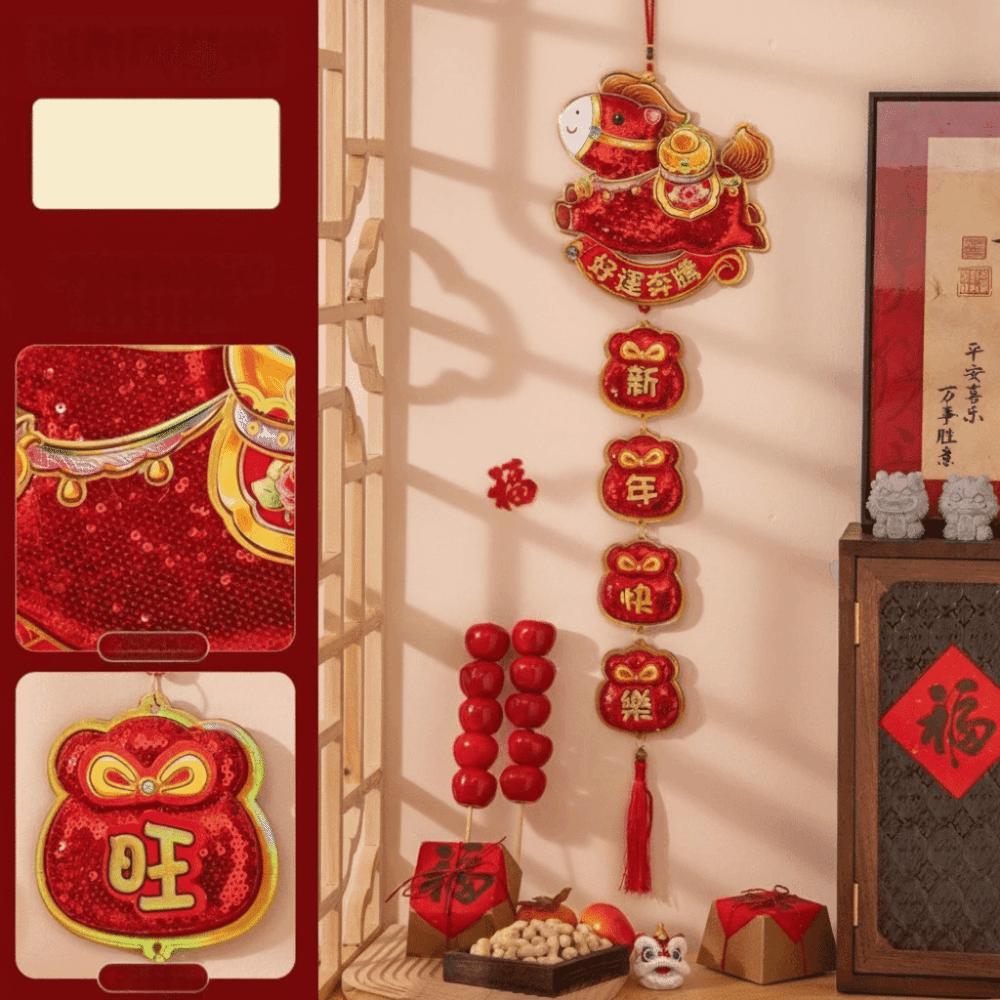 Sequins Horse Wall Hanging Ornaments Glitter Door Decoration Year of The Horse Pendant Bedroom