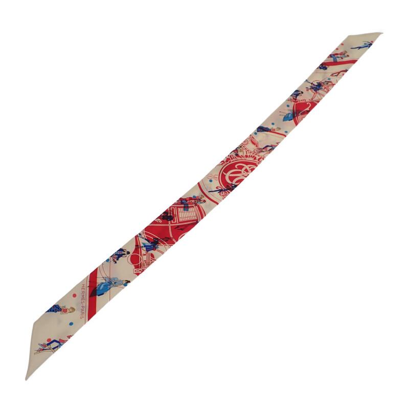 HERMES   scarf Ivory/Red silk Women