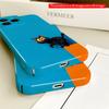 2DFlat Black Cat on Orange Edge, Bright Blue Background All inclusive film hard iPhone case, compatible with iPhone 18 Pro Max 17 16 15 14 13 12 11