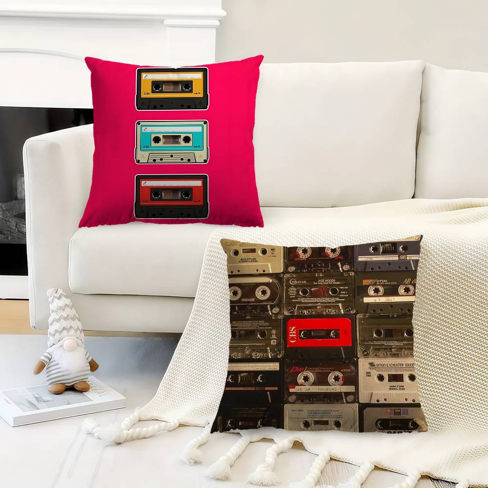 Magnetic Radio Tape Cassette Maple Design Cushion Cover Happy Autumn Harvest Decor Holiday Decorati Pillow Cover