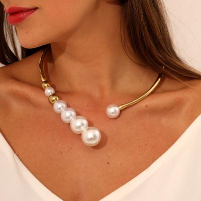 Exaggerated Choker Necklace Women Elegant Faux Pearl 3 Styles Anti-scratch