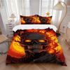 3pcs Fiery Skull Duvet Cover Set - Machine Washable, Includes 1 Cover and 2 Pillowcases, No Core Included Yy251013101