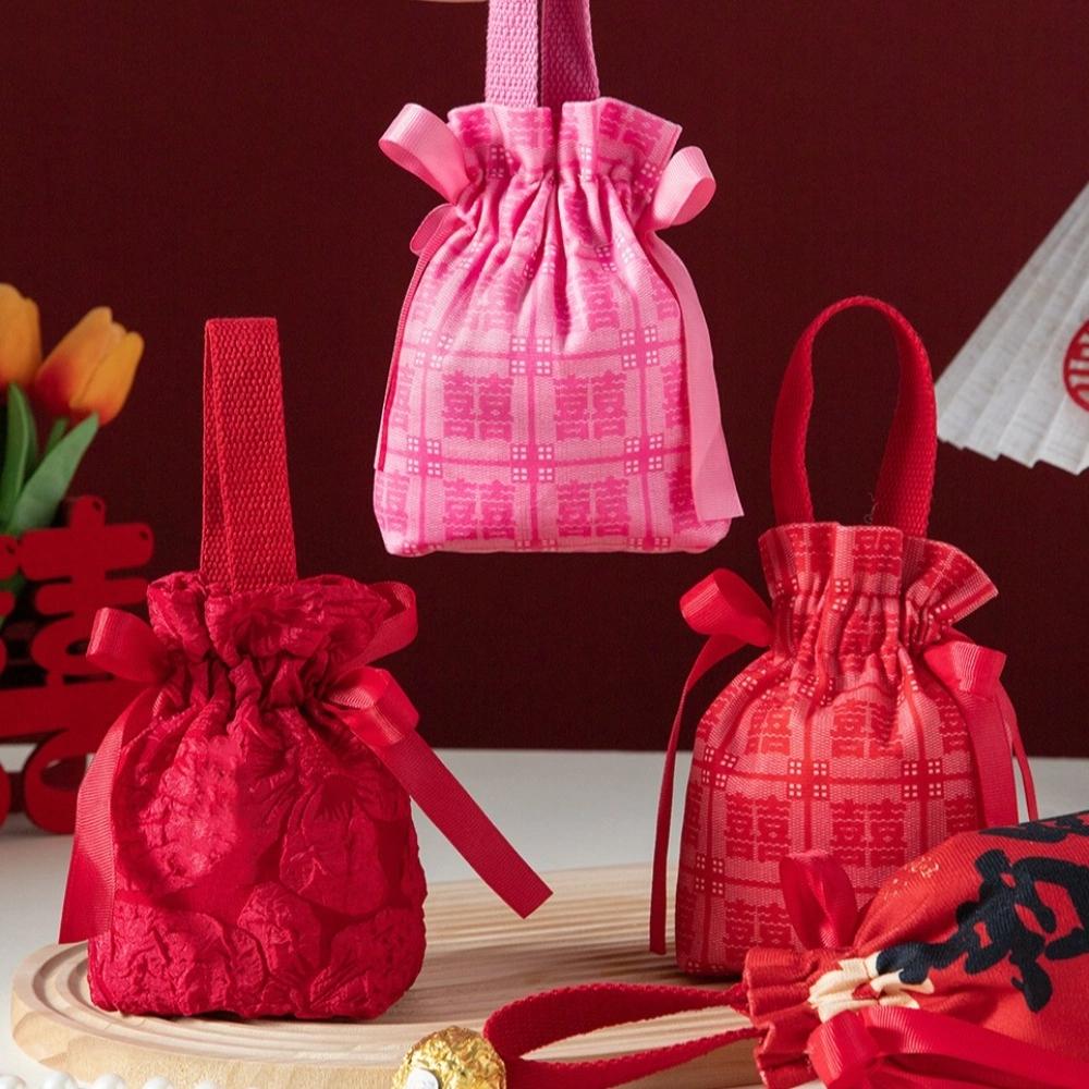 Blessing Words Chinese Wedding Candy Bag Cloth New Year Money Bag  Lady Girls Women