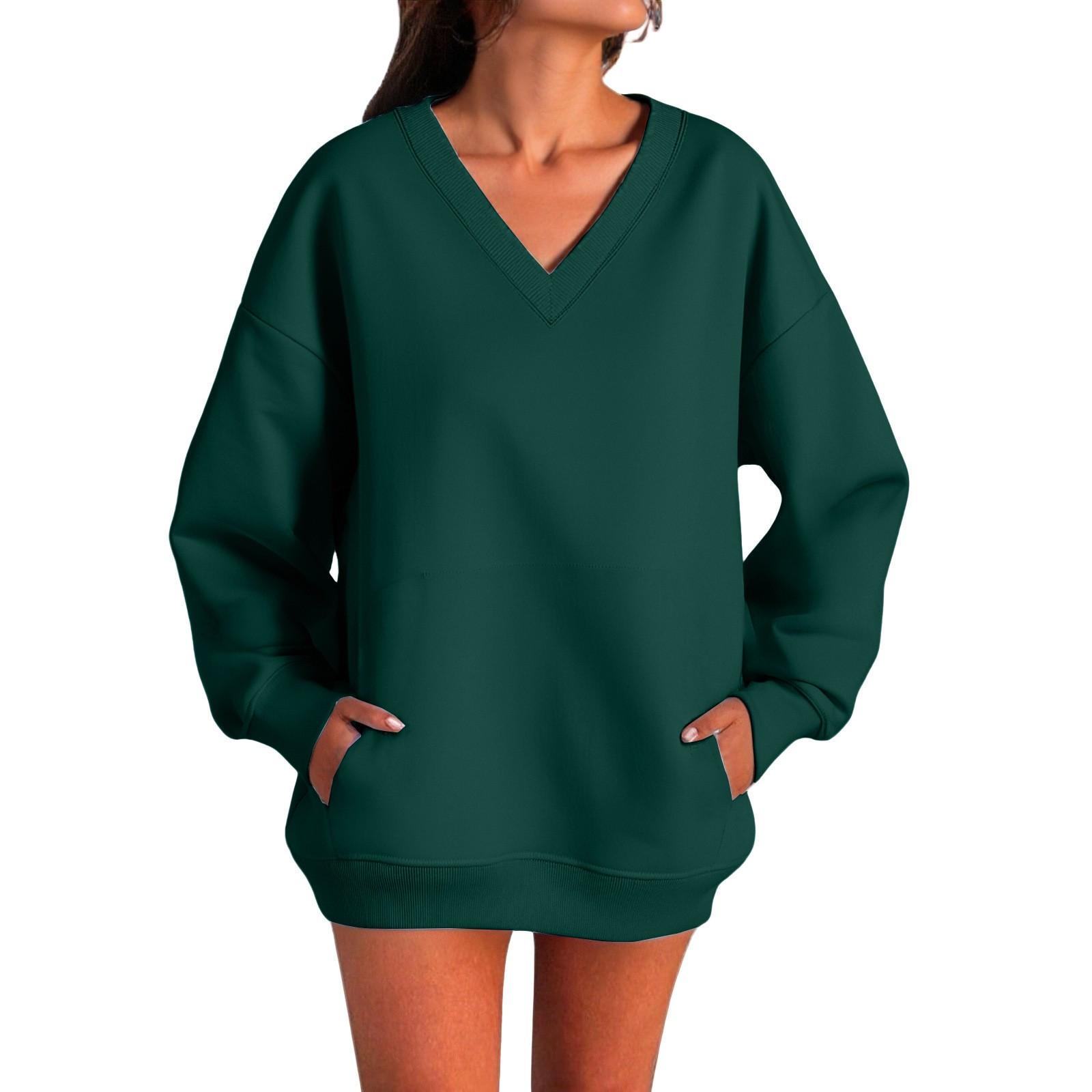 

Women s Solid-color Fashionable Long-sleeved Top L армия зеленый