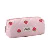 Quilted Stationery Bag Strawberry Striped Pencil Pouch INS Stationery Pouch  Gift