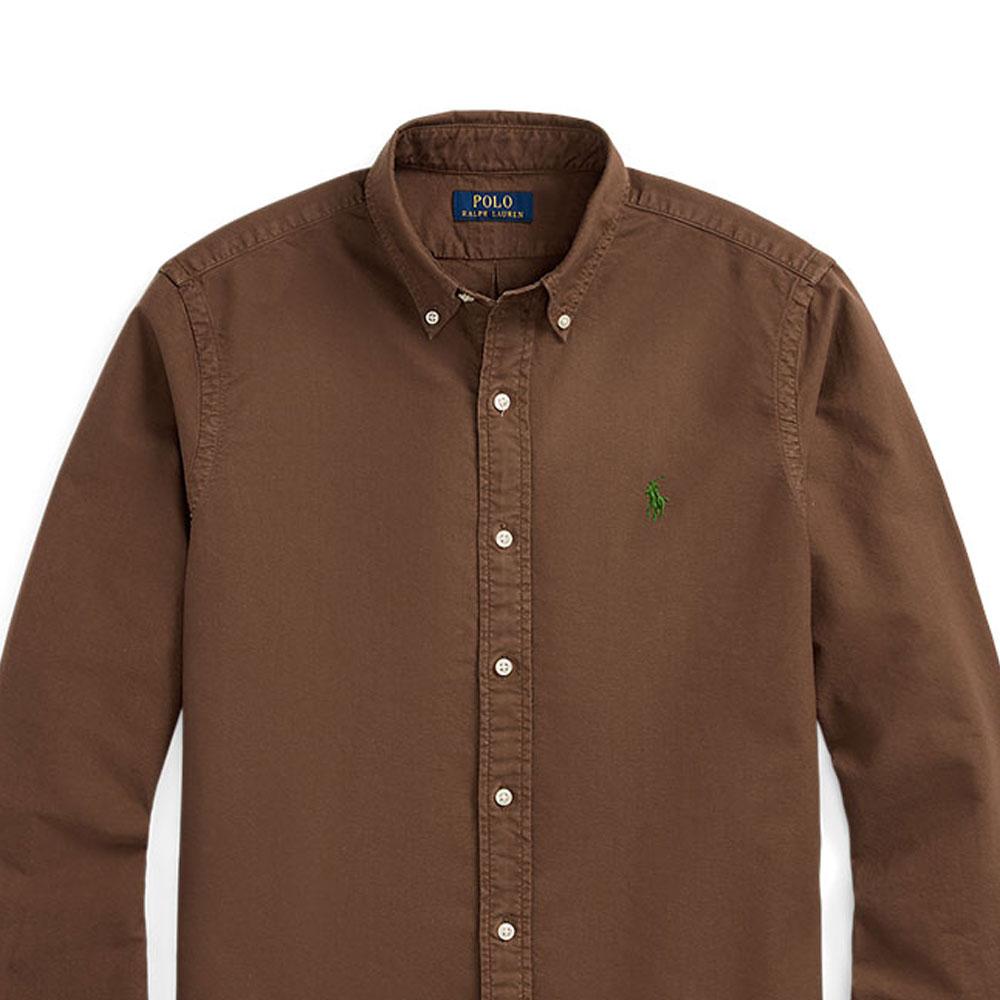 Polo Ralph Lauren Logo Solid Color Single-Breasted Loose Long Sleeve Shirt Men Shirts Chocolate MNPOWOV16823852-200