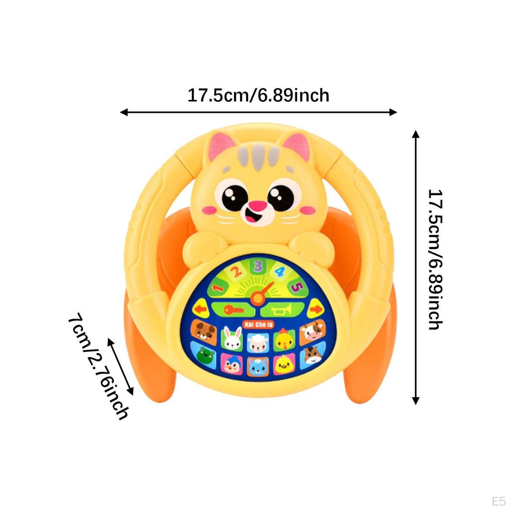 Kids Steering Wheel Toy Sensory Cute with Music Driving Controller Holder Stand for