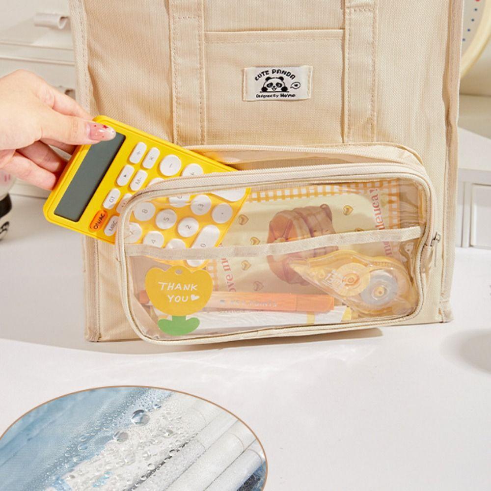 Multi Layer File Bag Solid Color Schoolbag High Quality Tutoring Bag  Students