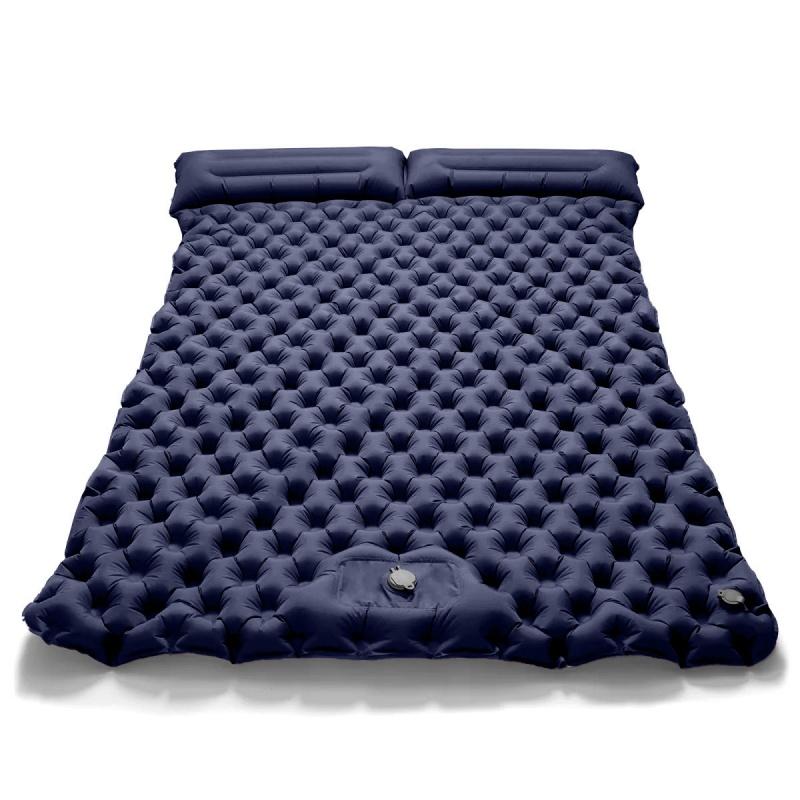 Outdoor Camping Inflatable Mattress Portable Travel Double Sleeping Tent Mat Ultralight Folding Air Mat Built-In Inflator Pump