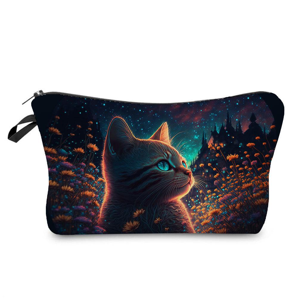 Women Cat Print Cosmetic Bag Toiletries Organize Travel Storage Case 6772