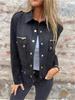 Suede Turn-Down Collar Long Sleeve Jacket with Metal Zipper - 2025 Collection