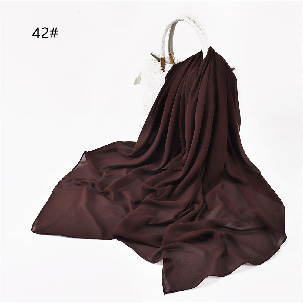 110*110CM Square Pearl Chiffon Hijabs Scarf Plain Solid Color Headwraps Muslim Women's Khimar Headscarf 45 Colors