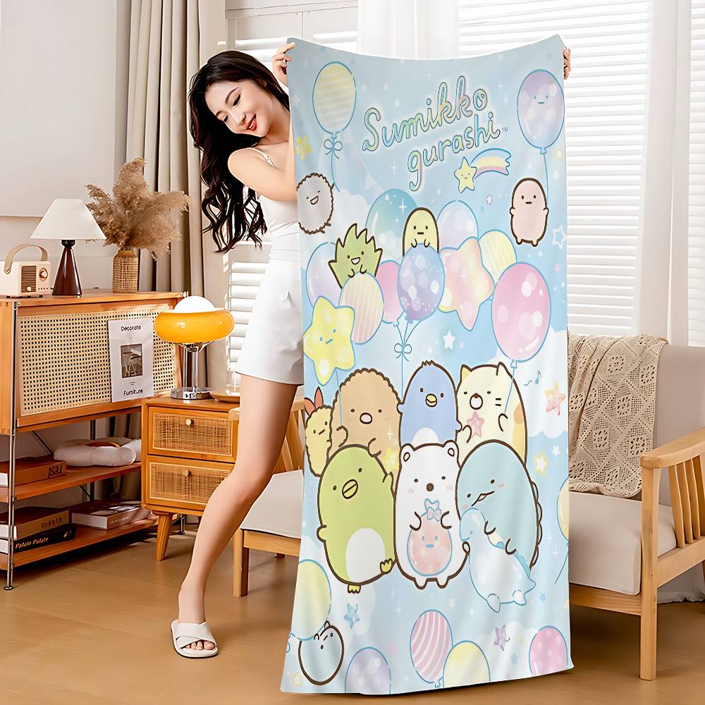 Japan Anime Sumikko Gurashi Microfiber Blanket Quick Drying Beach Towels Oversized Printing Super Absorbent Pool Towel Blanket