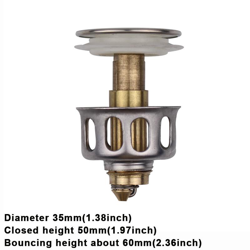 Drain Stopper Pop-Up Bounce Core Basin Drain Filter Bathroom Shower Sink Filter Plug Hair Catcher Strainer Hardware Accessories