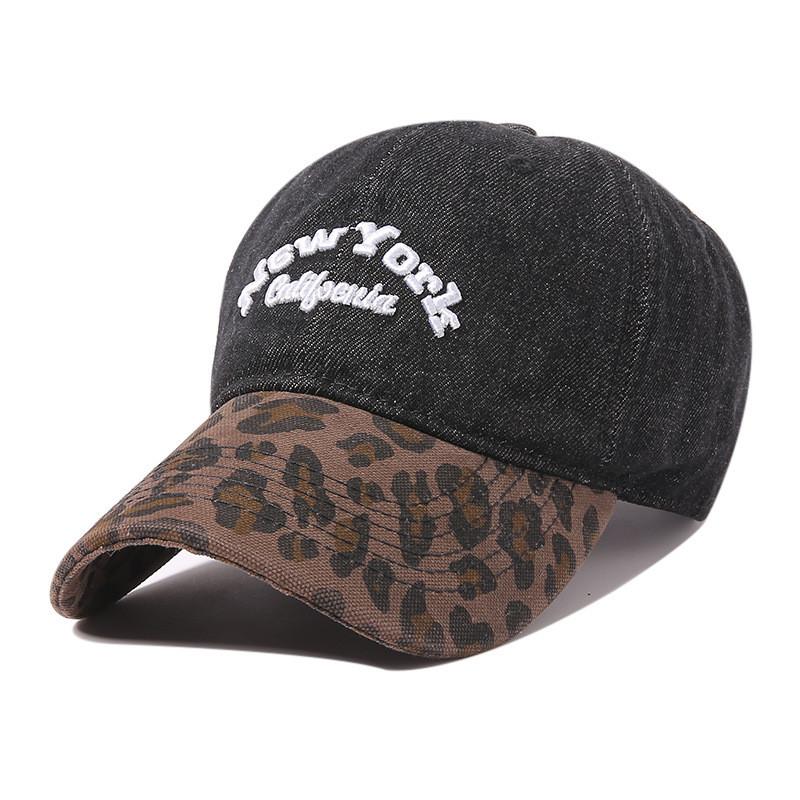 Amerikanische Vintage Baumwoll-Baseballkappe mit Leopardenmuster und Stickerei zum Sonnenschutz