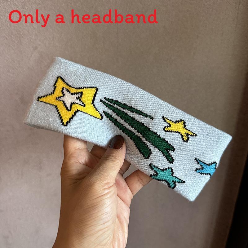 

Stylish Knit Headband With Retro Elements For Men And Women Warm Headwear Blue