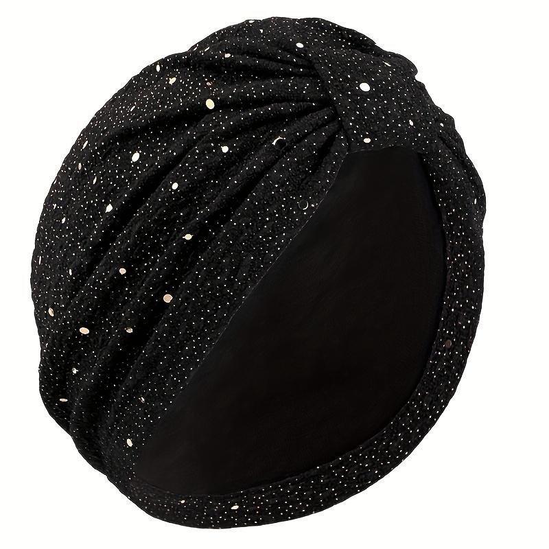 1Pc Sequined Crinkled Fabric Knotted Headscarf Hat Muslim Turban Hat [Middle Eastern Headscarf] 1Pc