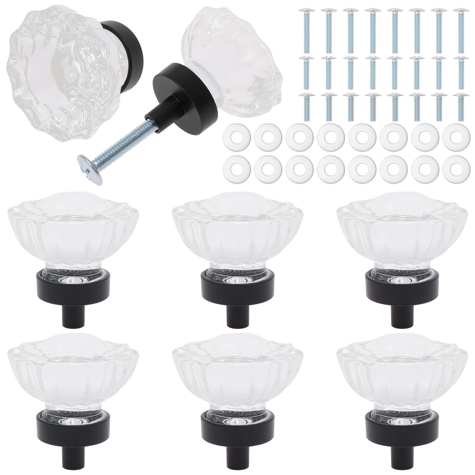 

8Pcs Crystal Cabinet Knobs Clear Glass Pulls Nickel Silver Base Vintage Cabinets Closet Dresser Drawers Cupboard Handles Accesso