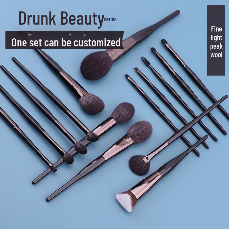 Set de 15 pensule de machiaj Zui Hongyan Cangzhou din păr de animal cu lână fină de vârf deschis