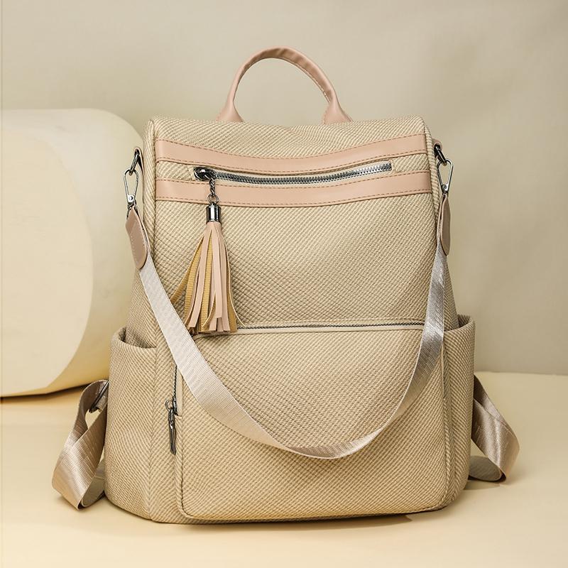 Women's Convertible PU Backpack - Multi-Way Tassel Shoulder Bag for Daily/Travel (Multi-Color Options)