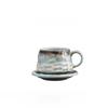 Grobes Töpferton Ofenwechsel Tasse und Untertasse Set Unregelmäßige Wabi-Sabi Keramiktasse für Kaffee Tee Hausbar Rustikale Wohnkultur Geschenk