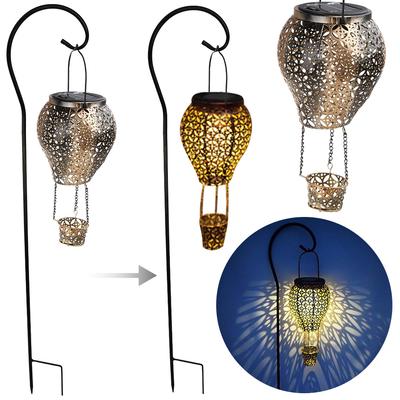 Solar Powered Decorative Night Light IP55 Waterproof Hanging Hot Air Balloon Lamp 600mAh for Indoor Outdoor Garden Yard