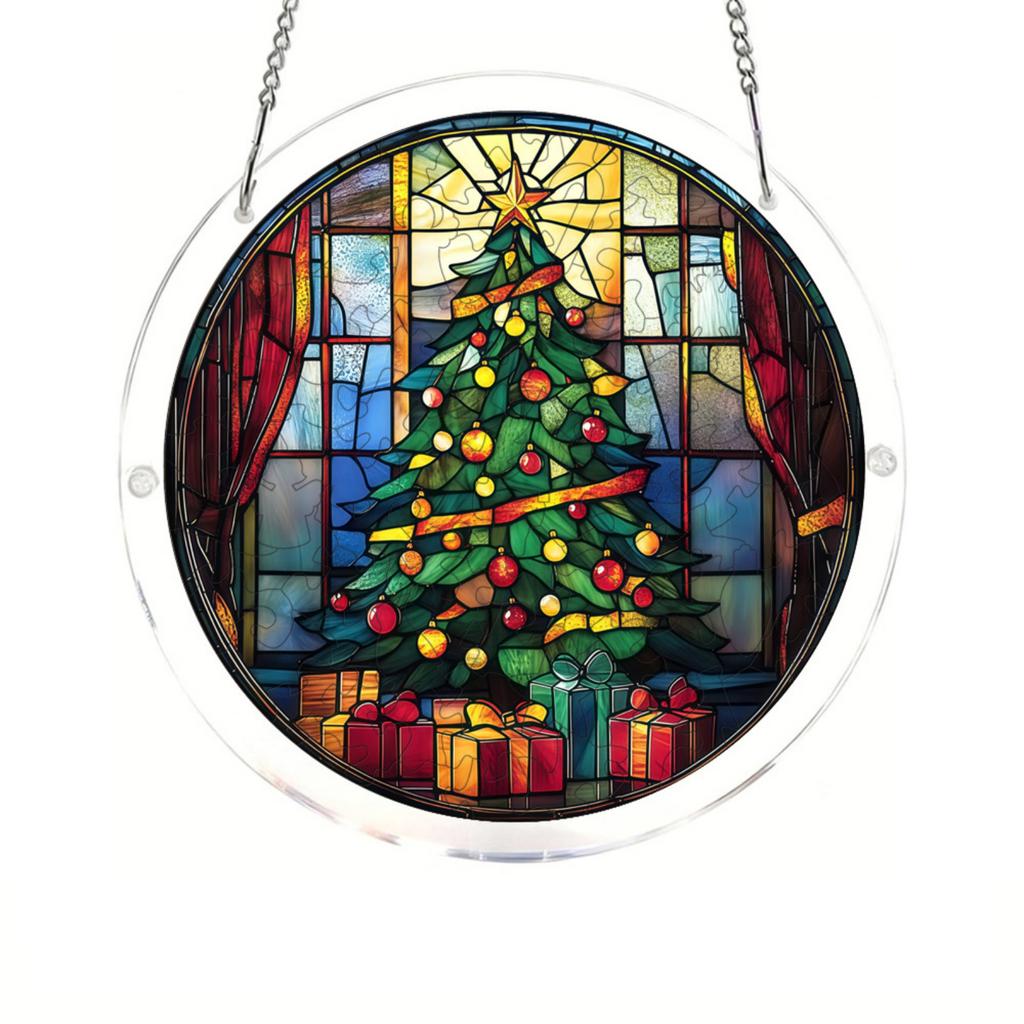 Weihnachtsbaum Puzzle Acryl Hängeornament für Fensterdekoration Feiertagsdekoration