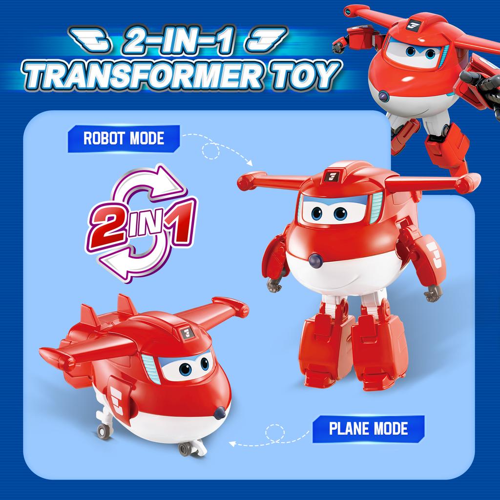 Super Wings S8 5 Calów NOWY JETT Transformujące Odkształcenie Transformuje się z Samolotu w Robota w 10 Krokach Figurki Akcji Zabawki dla Dzieci